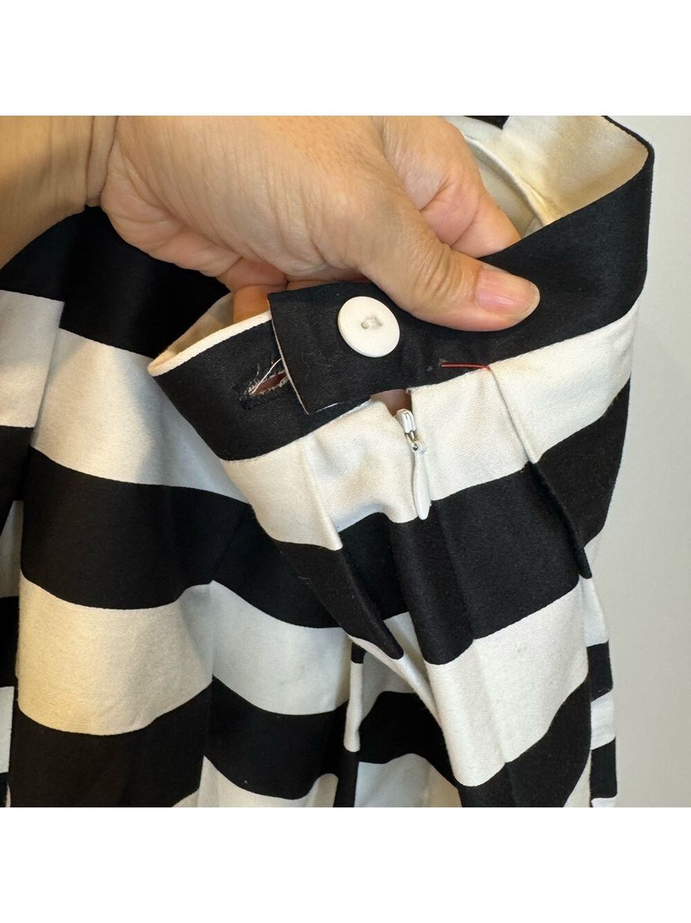 FEMME Black White Striped Midi Skirt XS/S | Old Money Quiet Luxury Parisian Chic - Picture 7 of 8